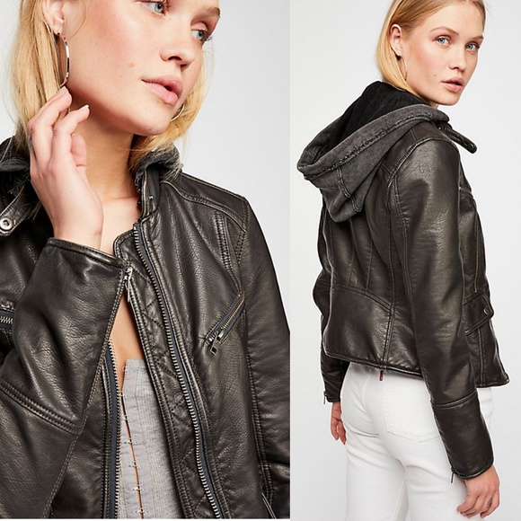 Free People Jackets & Blazers - Free People Monroe Black Faux Leather Jacket